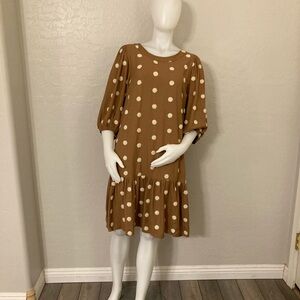 DownEast Basics Mimi + Daphne Fall Feels Dress Mocha Ivory Size XL